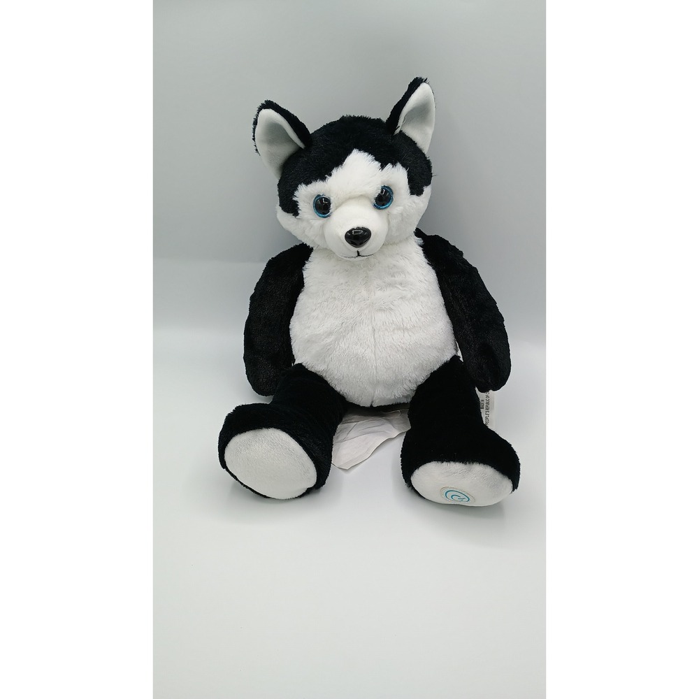 14" Health Touch Black White Blue Eyed Husky Plush Vibrating Puppy Dog B3